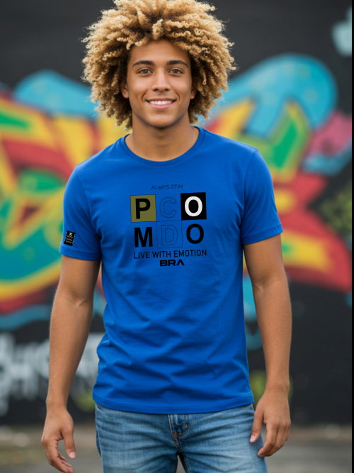 Camiseta Masculina Azul 'Live with Emotion' PMCDO