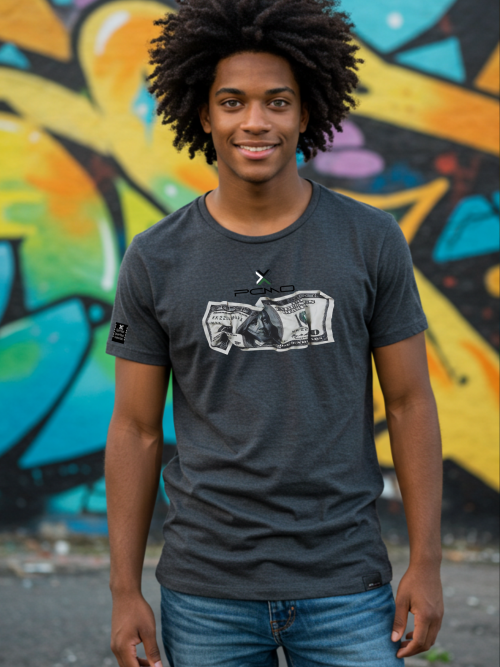 Camiseta PCND Estampa Dólares Amassados - Grafite