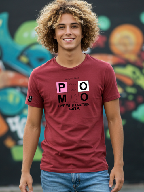 Camiseta Masculina Always Stay Live With Emotion Vinho