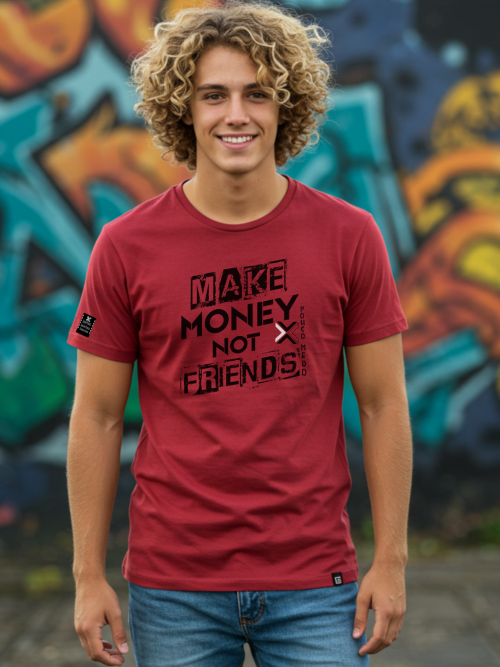 Camiseta Masculina "Make Money Not Friends" Vinho