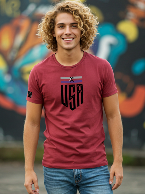 Camiseta Unissex Genderfluid Pride USA - Vinho