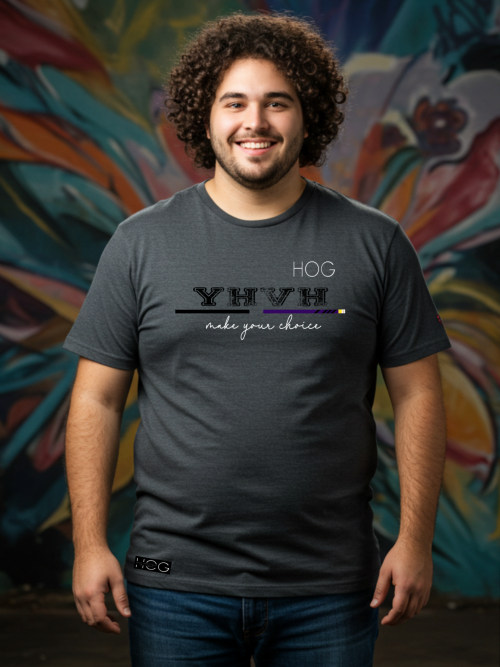 Camiseta Masculina HOG "YHVH - Make Your Choice" - Cinza Grafite