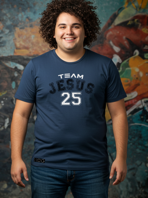Camiseta Masculina Team Jesus 25 - Azul Marinho