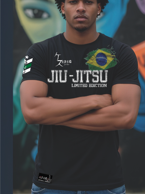 Camiseta Jiu-Jitsu Brasil Limited Edition APAG - Preta - 100% Algodão Premium - Jiu Jitsu