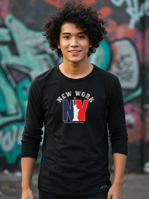 Camiseta Manga Longa Masculina New York NY PCMO Premium Estátua Liberdade