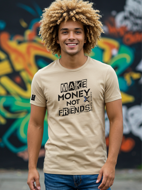 Camiseta Masculina Branca Make Money Not Friends - PCMO