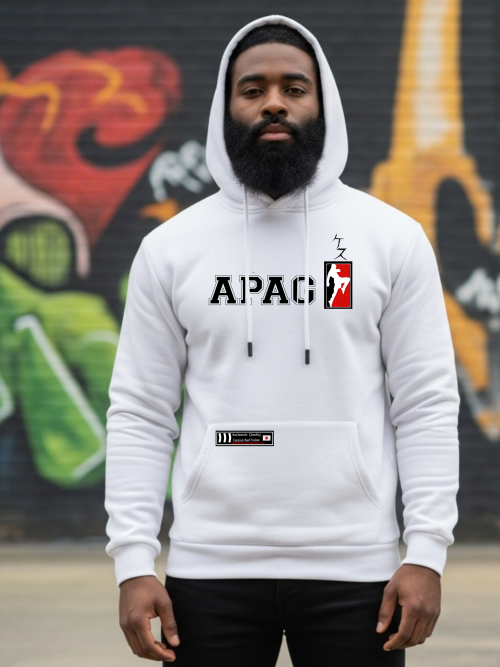 Moletom Masculino APAG Streetwear Branco Canguru Premium MMA Jiu Jitsu